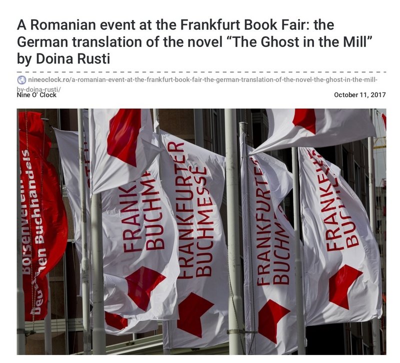 The novel The Ghost in the Mill by Doina Ruști at Frankfurter Buchmesse 2017 - Doina Ruști