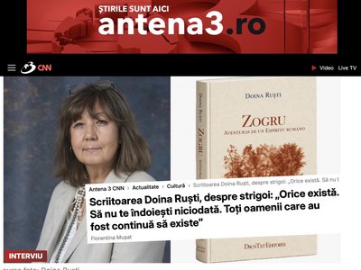 Doina Ruști – interviu la Antena 3 CNN